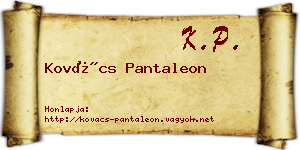 Kovács Pantaleon névjegykártya
